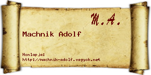 Machnik Adolf névjegykártya
